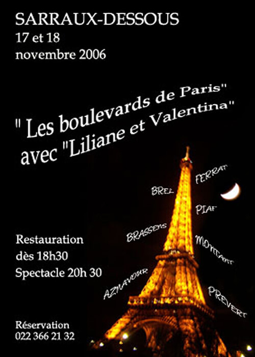 Affiche Les Boulevards de Paris avec Liliane et Valentina au Domaine de Sarraux-Dessous