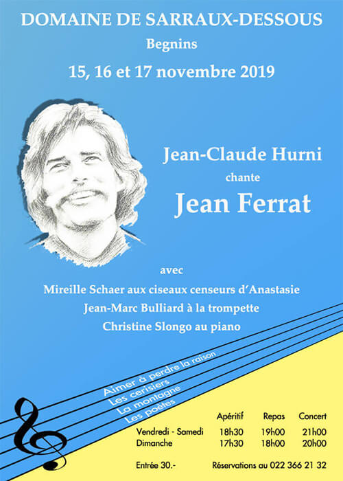 Affiche Jean-Claude Hurni chante Jean Ferrat au Domaine de Sarraux-Dessous